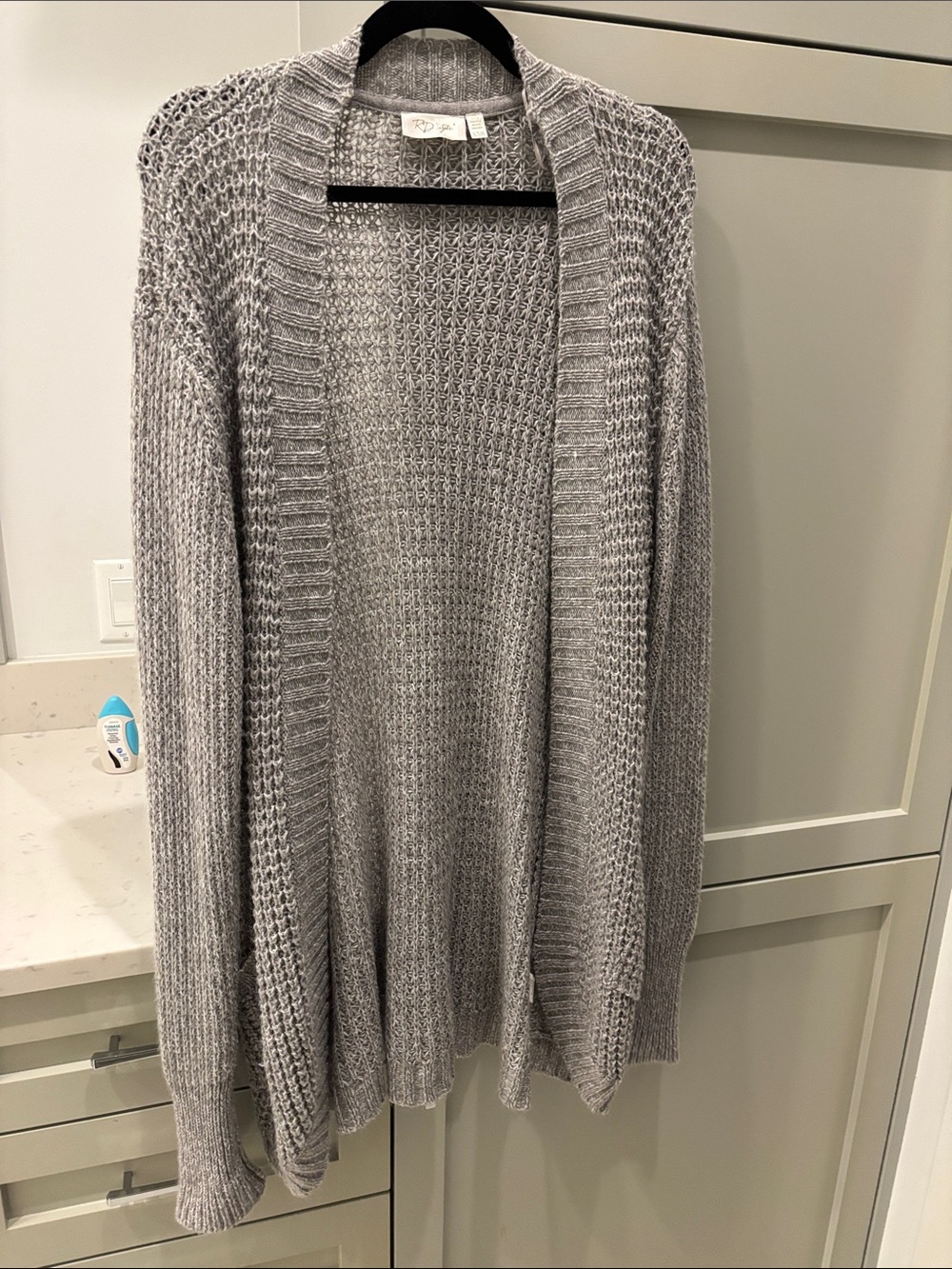 RD Style Light Gray Open-Front Knit Cardigan